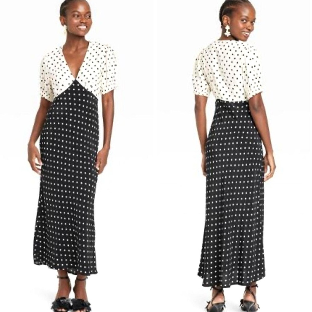 a new day Black and White Polka Dot Maxi Dress